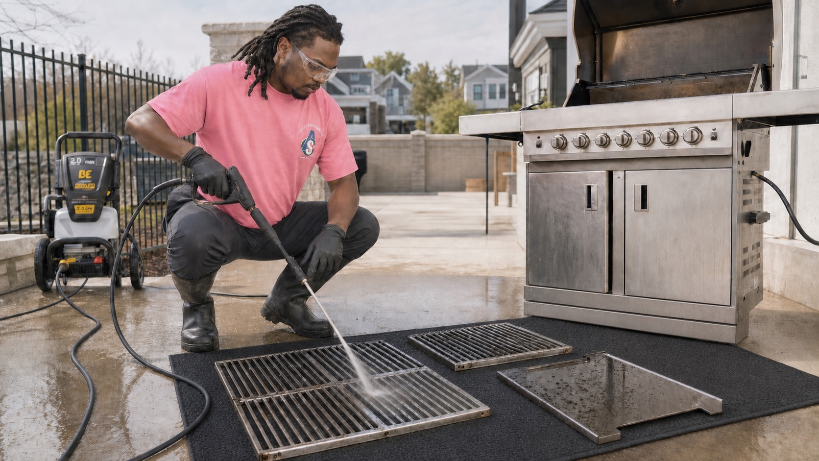 Illustration of grill component cleaning
